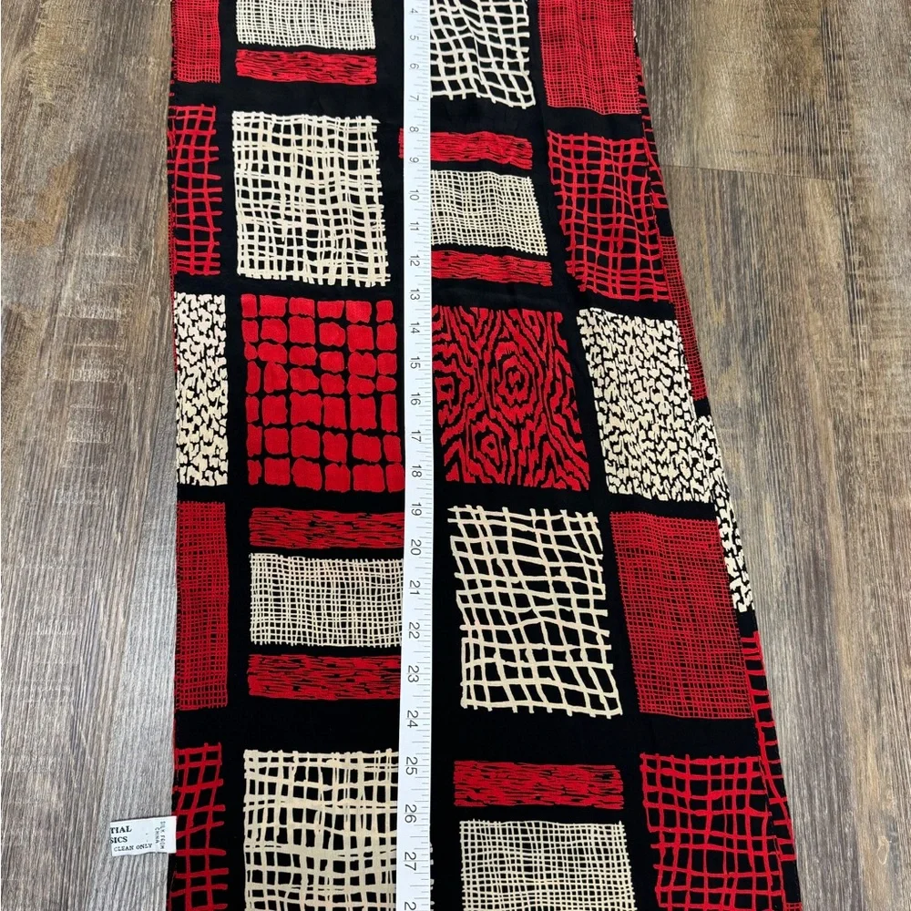 Essential Classics Red Black Tan Silk Patterned Women's‎ Scarf Stylish Lightwt